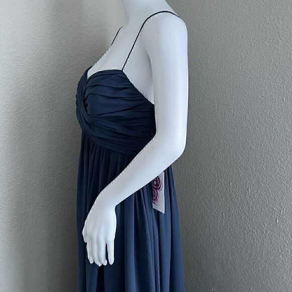 Amsale Maternity Size 12 Janan Maxi French Blue Flat Chiffon Bridesmaid Wedding - Picture 7 of 12